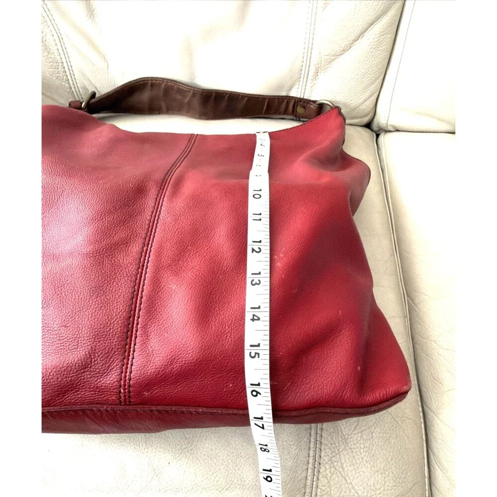 Vintage Lucky Brand Hobo Leather Bag Red Buckle Slouchy Boho Y2K